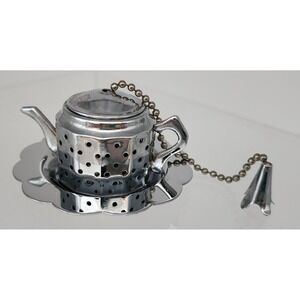 Alfred E. Knobler Teapot Tea Infuser Set Vintage Silver Metal Hong Kong EXC Mini